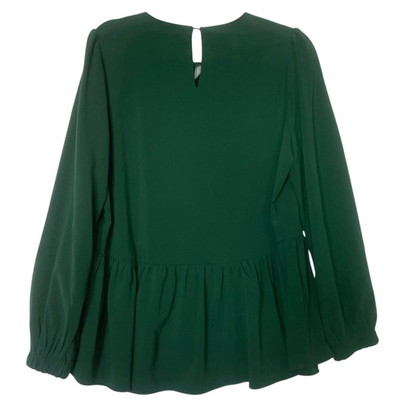 Tuckernuck Pomander Place Hunter Green Carlota Peplum Blouse Size L Forest Fairy - Picture 4 of 9